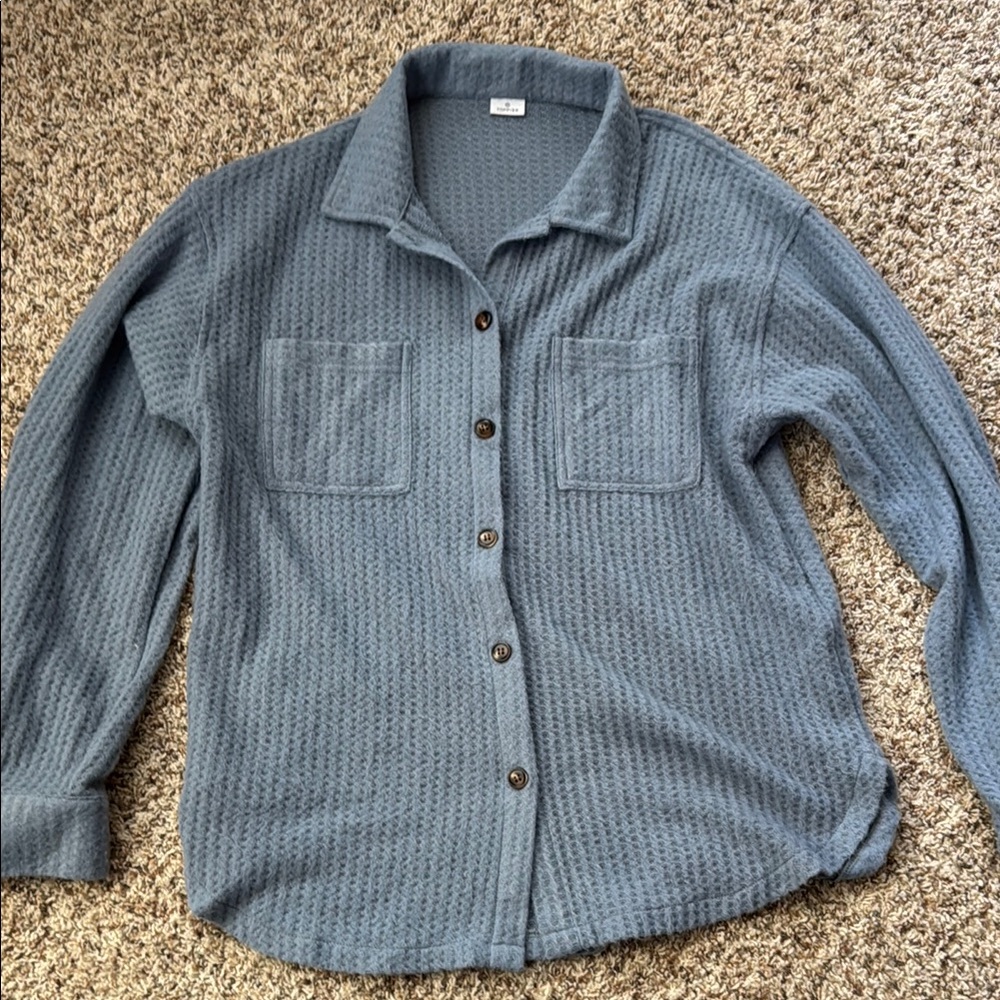 Blue Button-Up Women's Sweater set